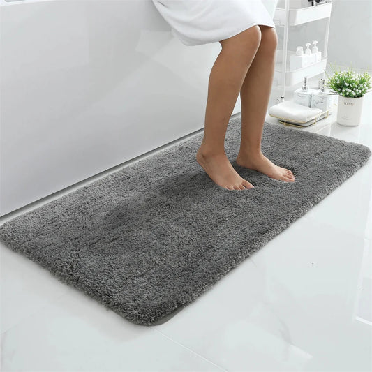 Soft Bathroom Plush Rug: Absorbent Quick-Dry Bath Mat with Non-Slip Design for Living Room, Bedroom, and Shower Area - Floor Protector Decor
