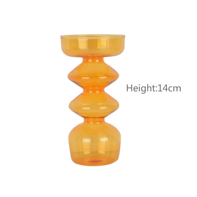 Colorful Clear Creative Glass Vase Candle Holders Multi Purpose