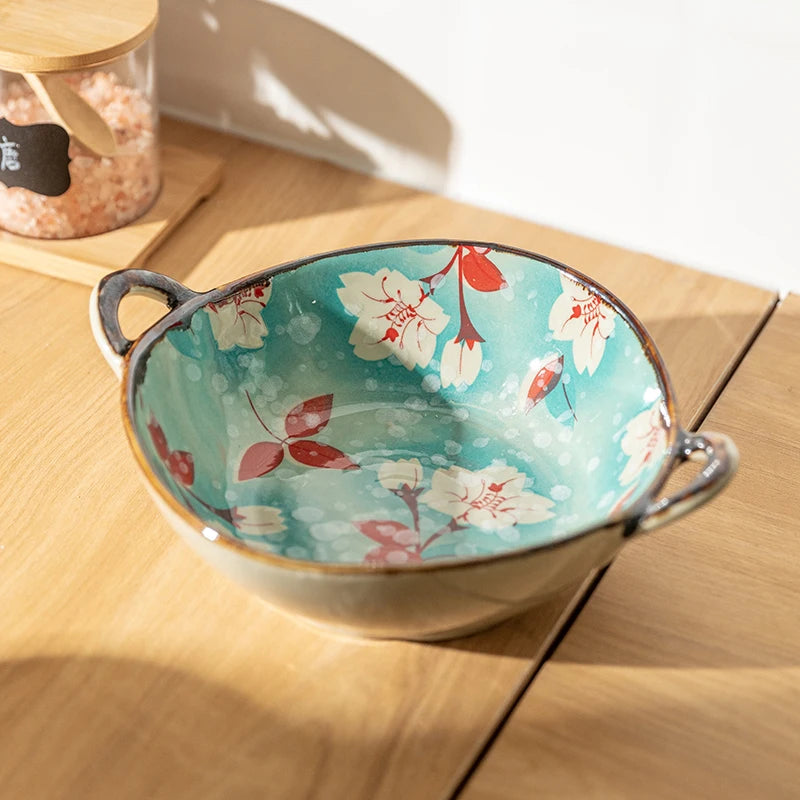 Japanese Noodle and Soup Bowl with Handle