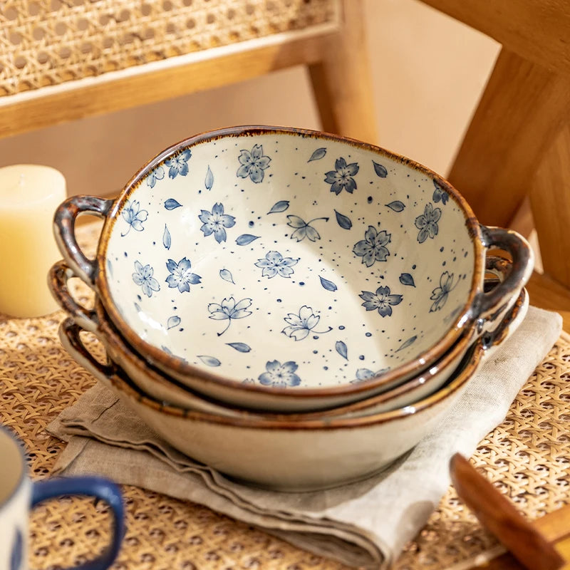 Japanese Noodle and Soup Bowl with Handle