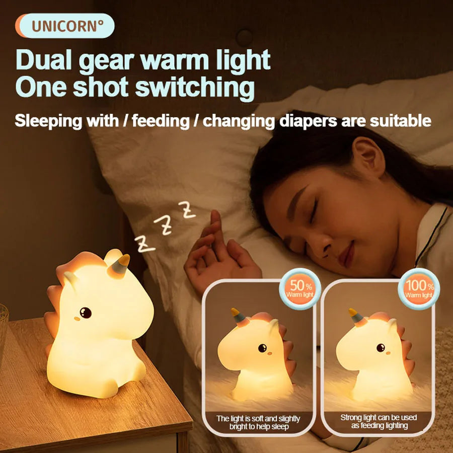 Unicorn Silicone Night Light for Kids