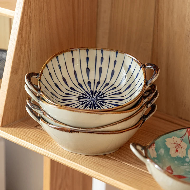 Japanese Noodle and Soup Bowl with Handle