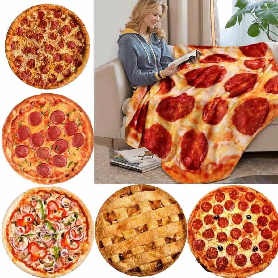 Warm Coral Fleece Pizza Blanket