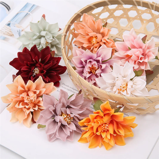 10Pcs Artificial Dahlia Heads for Wedding or Fall Home Decor