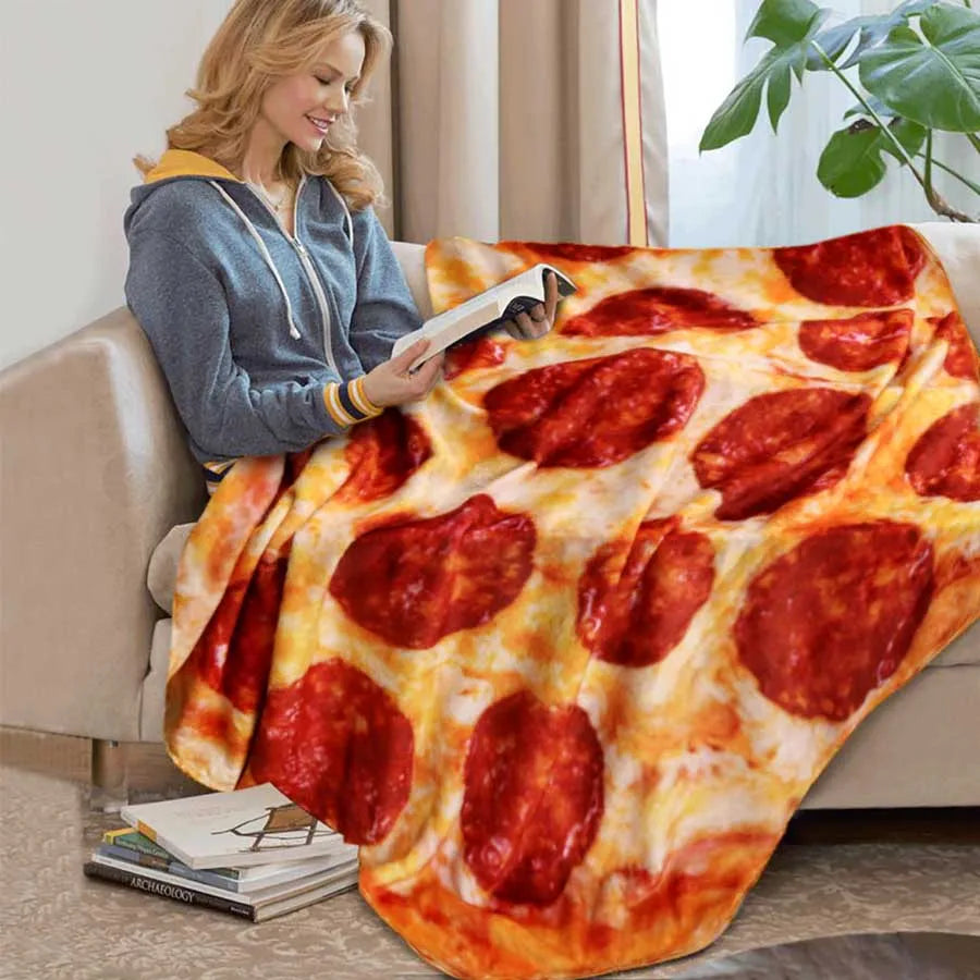 Warm Coral Fleece Pizza Blanket