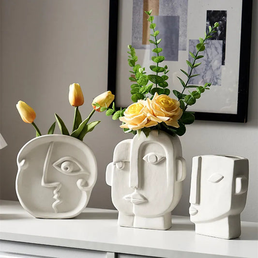 Ceramic Face Vase Nordic Flower Pot Home Decor Body Vases