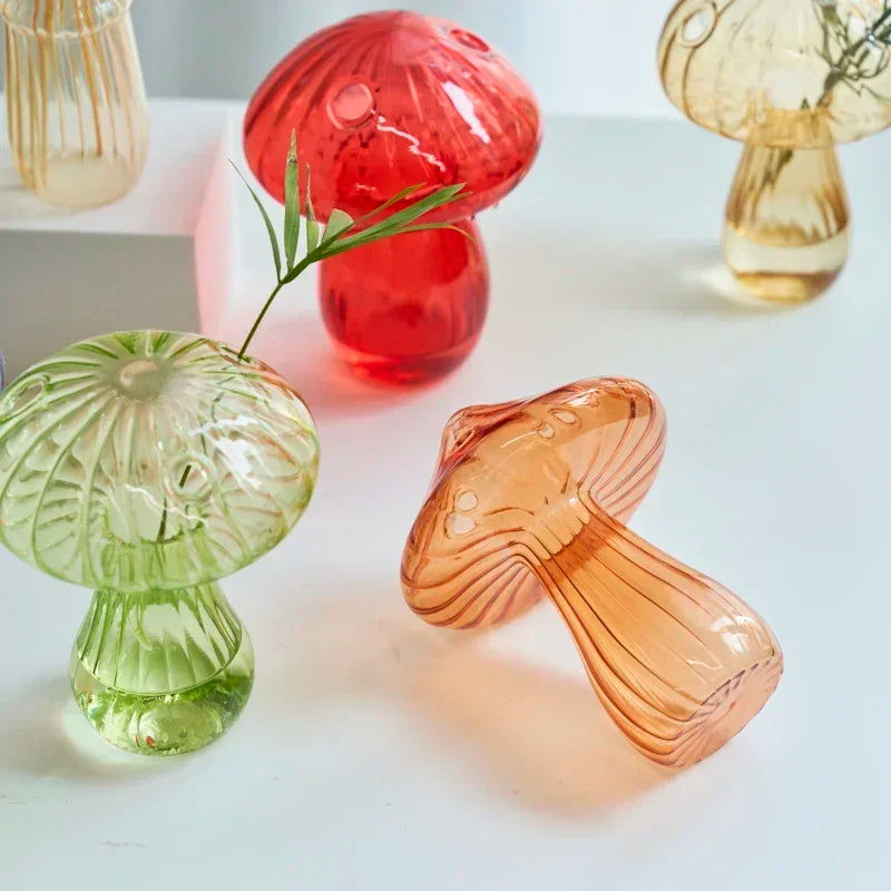 Mini Bud Vase Glass Mushroom Hydroponic Flower Home Decor