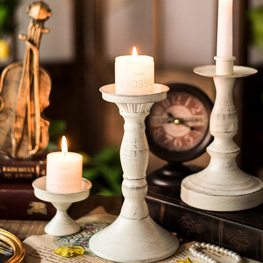 Vintage White Iron Candlestick for Wedding Decor