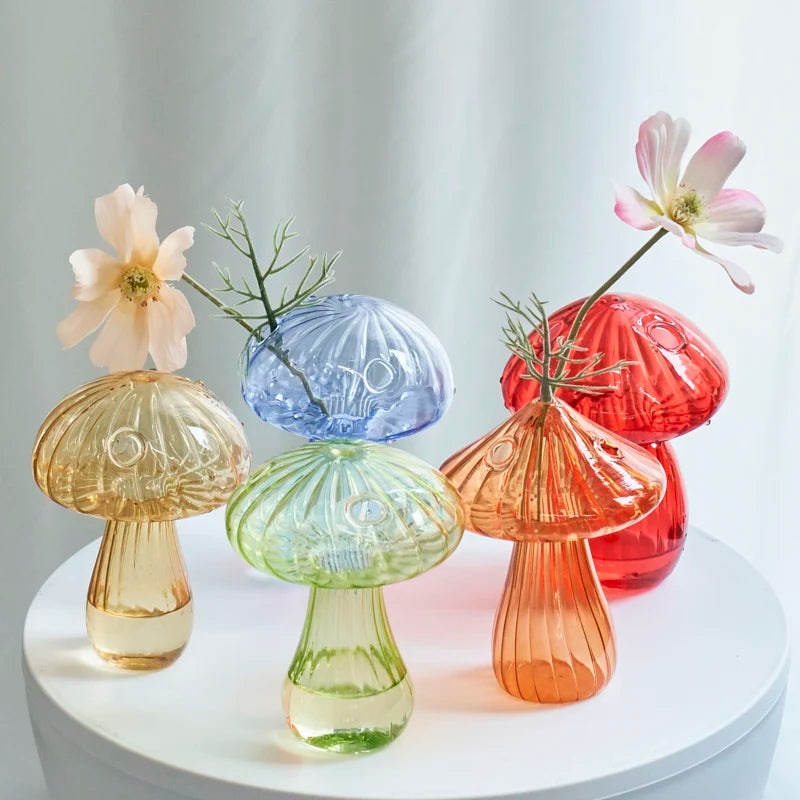 Glass Mushroom Bud Vase for Aromatherapy Decor