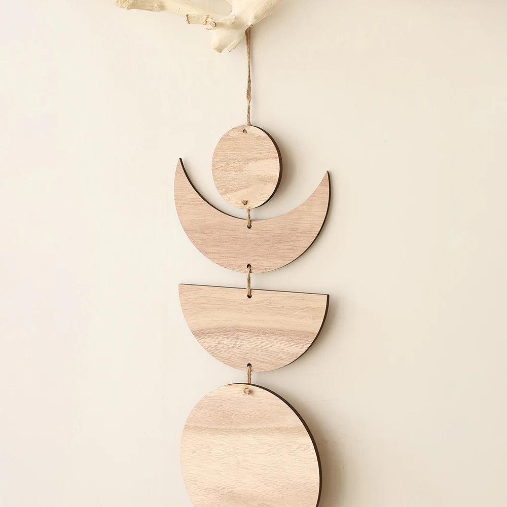 Wooden Moon Phase Garland Boho Wall Decor