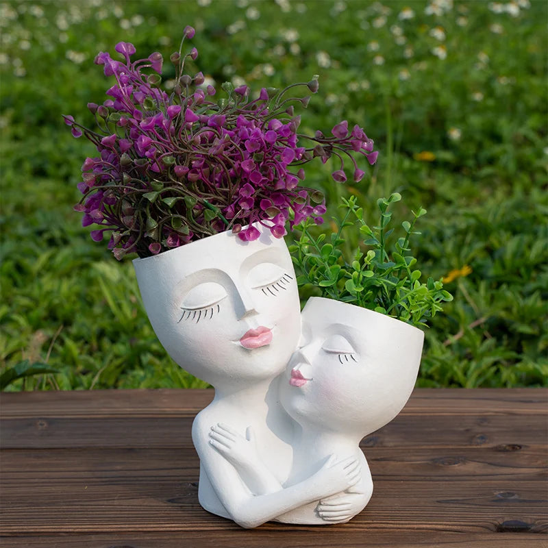 Cute Girl Face Vase, Nordic Home Decor Plant Pot