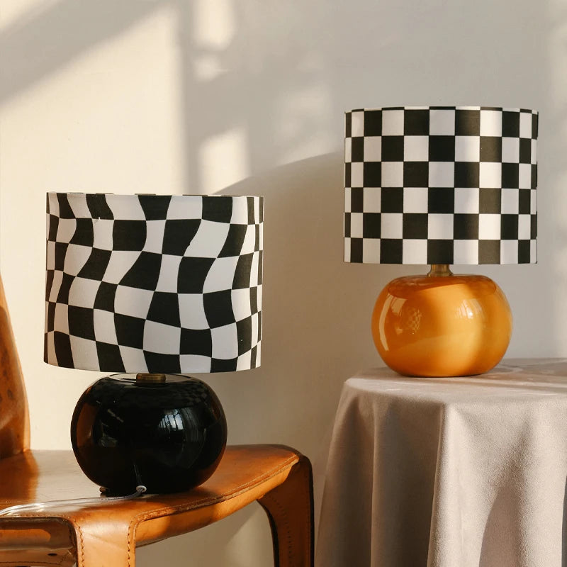 Nordic Checkerboard Ceramic Table Lamp for Decor