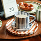 Hand Drawn Striped Ceramic Mug with Plate Set