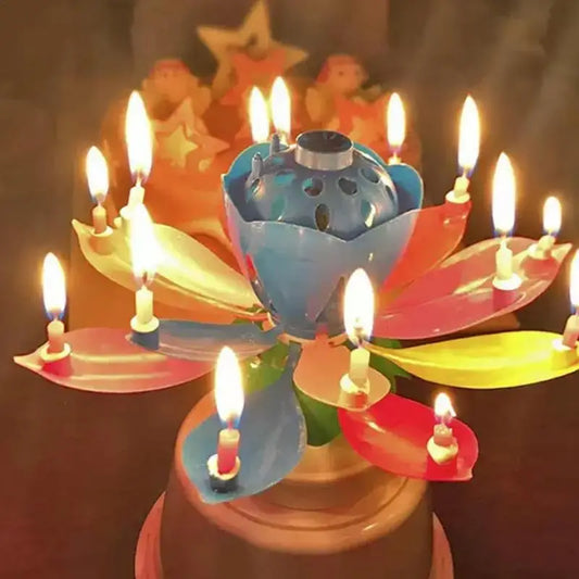 Musical Lotus Flower Cake Candle for Parties