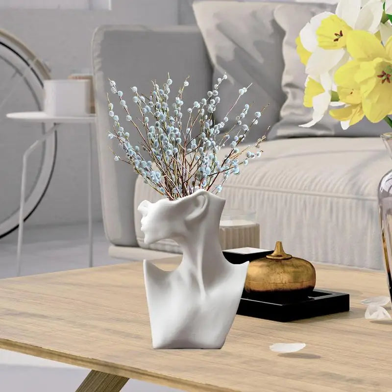 Creative Ceramic Face Vase for Modern Home Decor