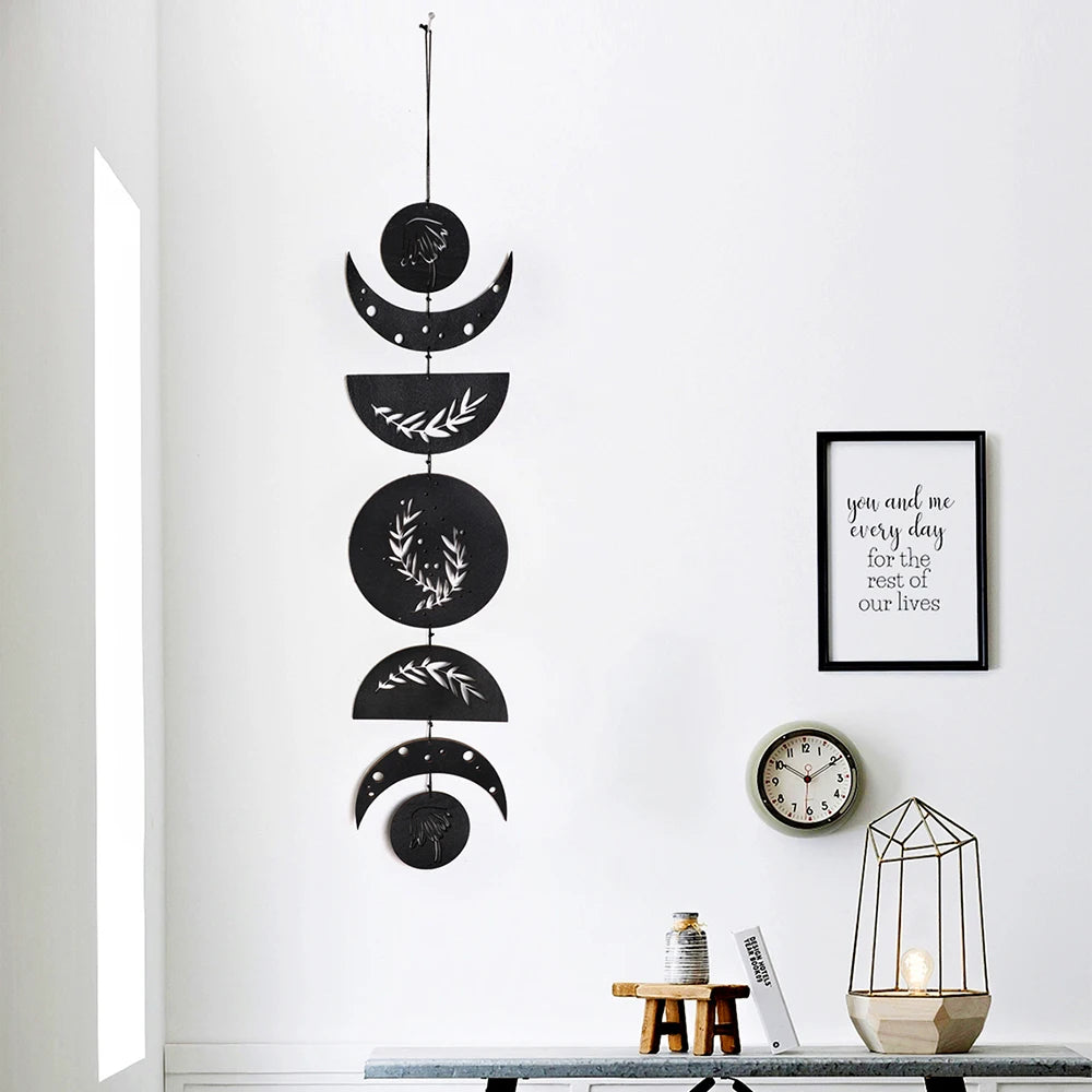 Wooden Moon Phase Garland Boho Wall Decor