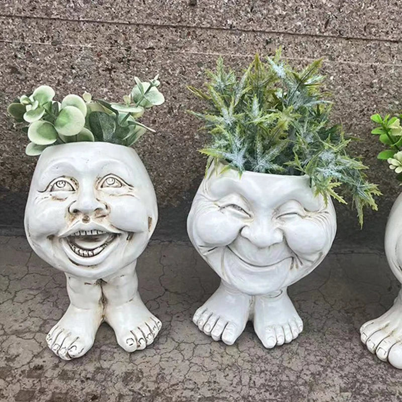 Muggle Face Flowerpot Ornament for Garden Decor