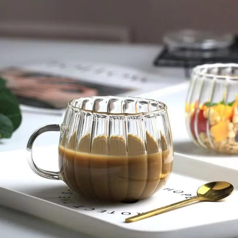 Heat-Resistant Glass Mug with Pumpkin Pattern