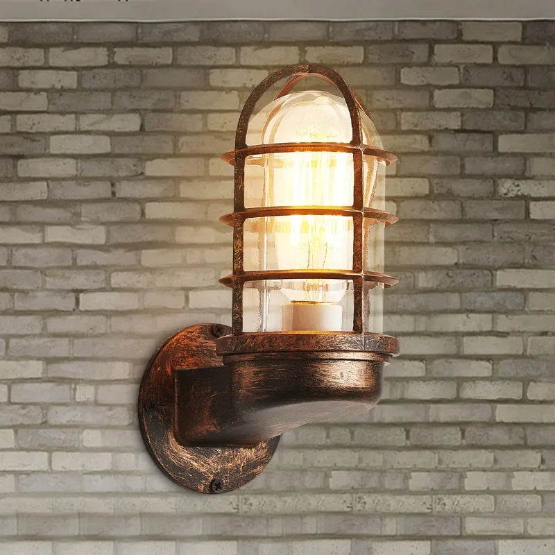 Retro Glass Wall Lamp - Vintage Industrial Style