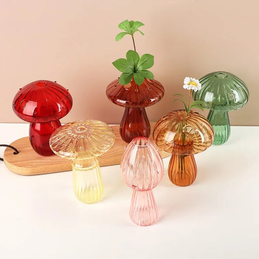 Transparent Jelly Mushroom Glass Vase for Table Decor