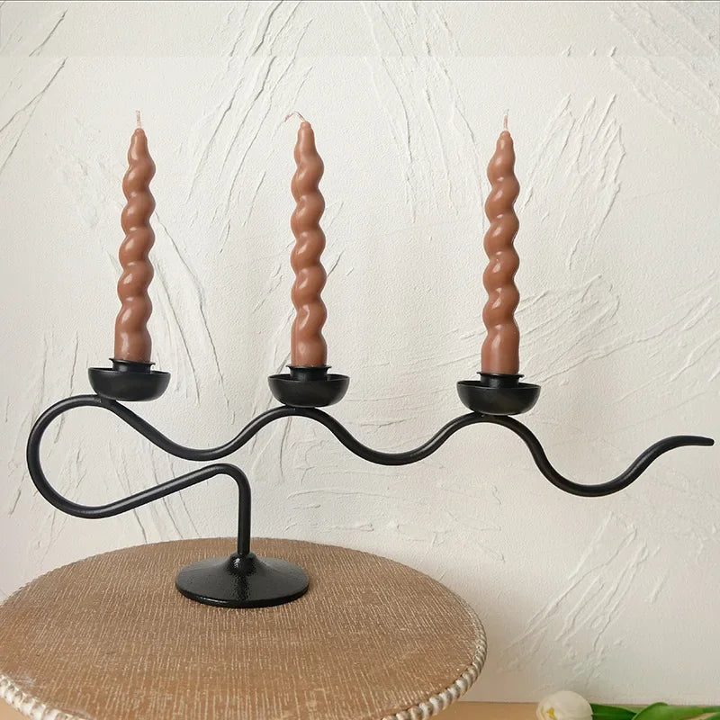 Black Metal Candlestick for Home Decor