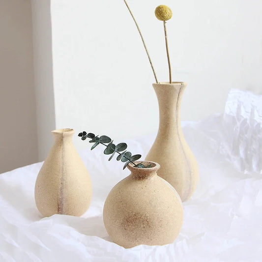 Retro Wooden Flower Vase for Tabletop Decor