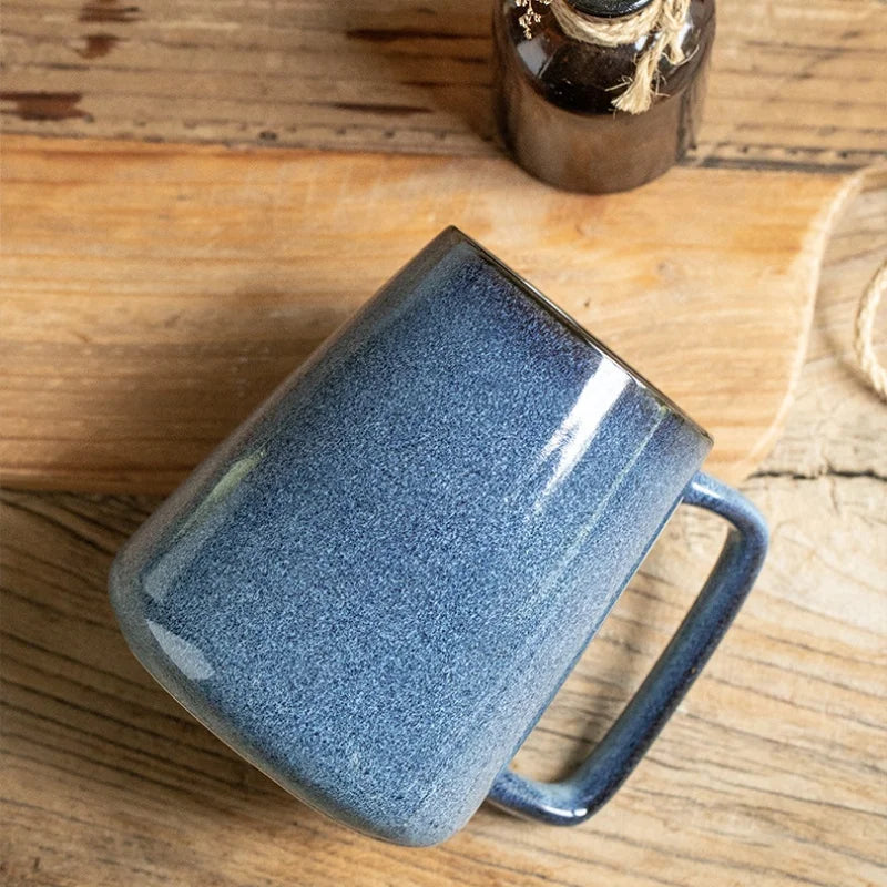 Large Ceramic Coffee Mug with Golden Handle