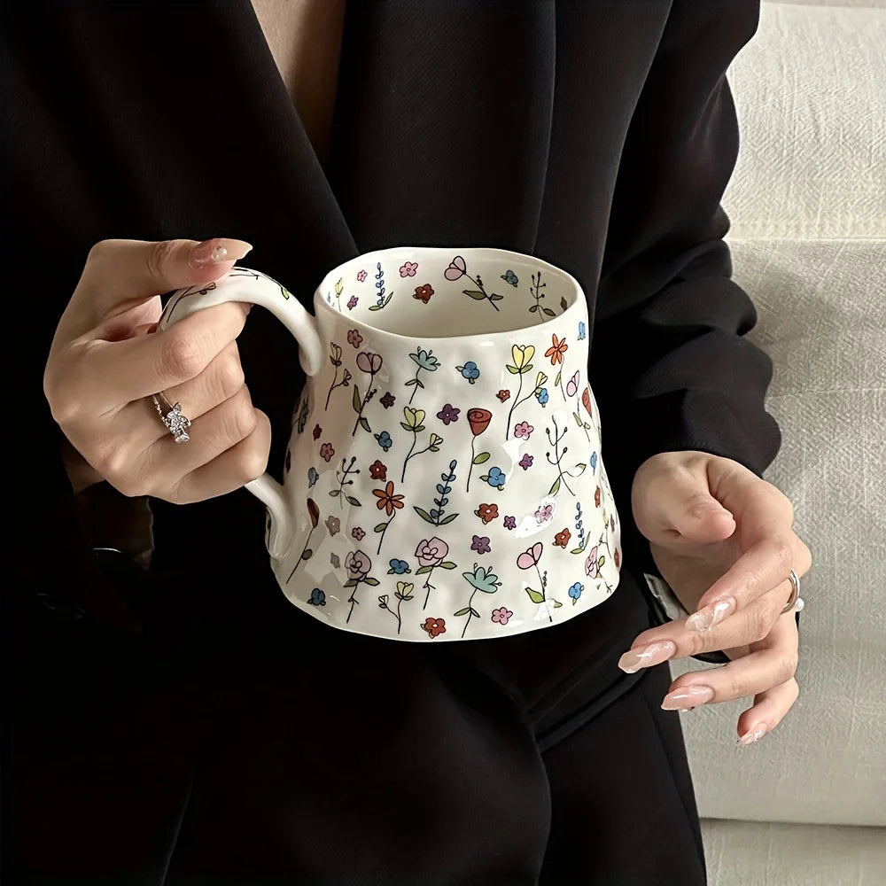 600ml Floral Ceramic Coffee Mug