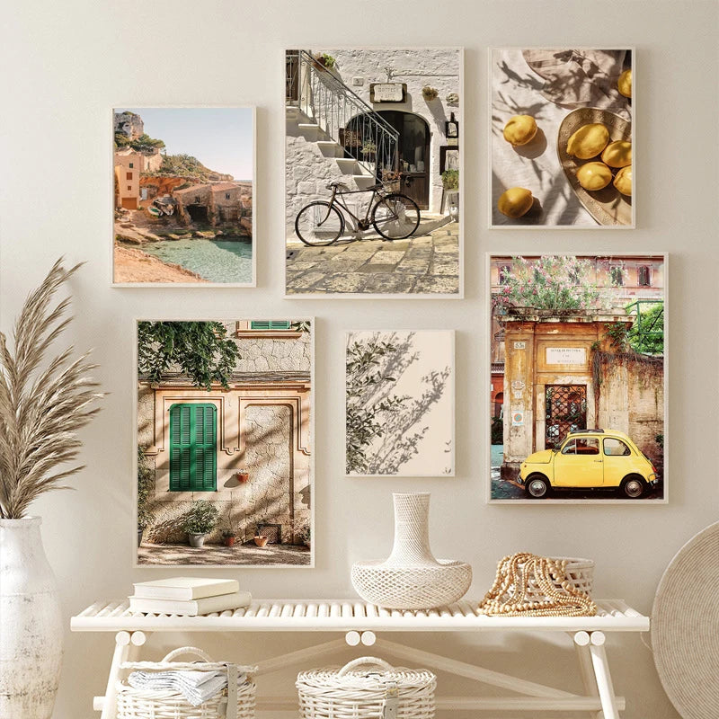 Italian Town Harvest Poster for Wall Art Decor