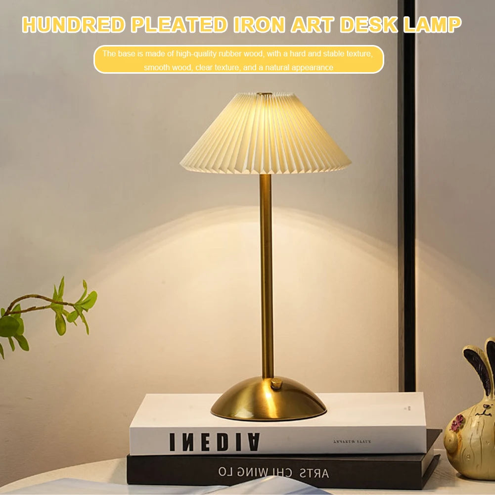 USB Pleated Table Lamp for Modern Home Decor