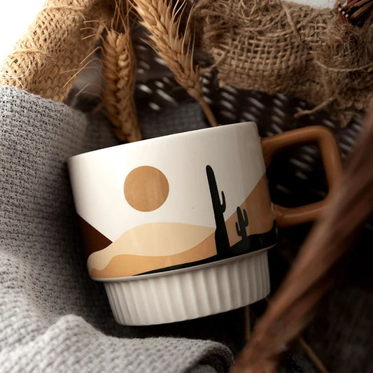 Retro Ceramic Coffee Mug with Handle, Perfect Gift Cup