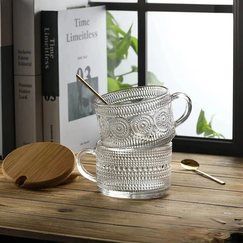 Glass Breakfast Cup with Bamboo Lid and Spoon