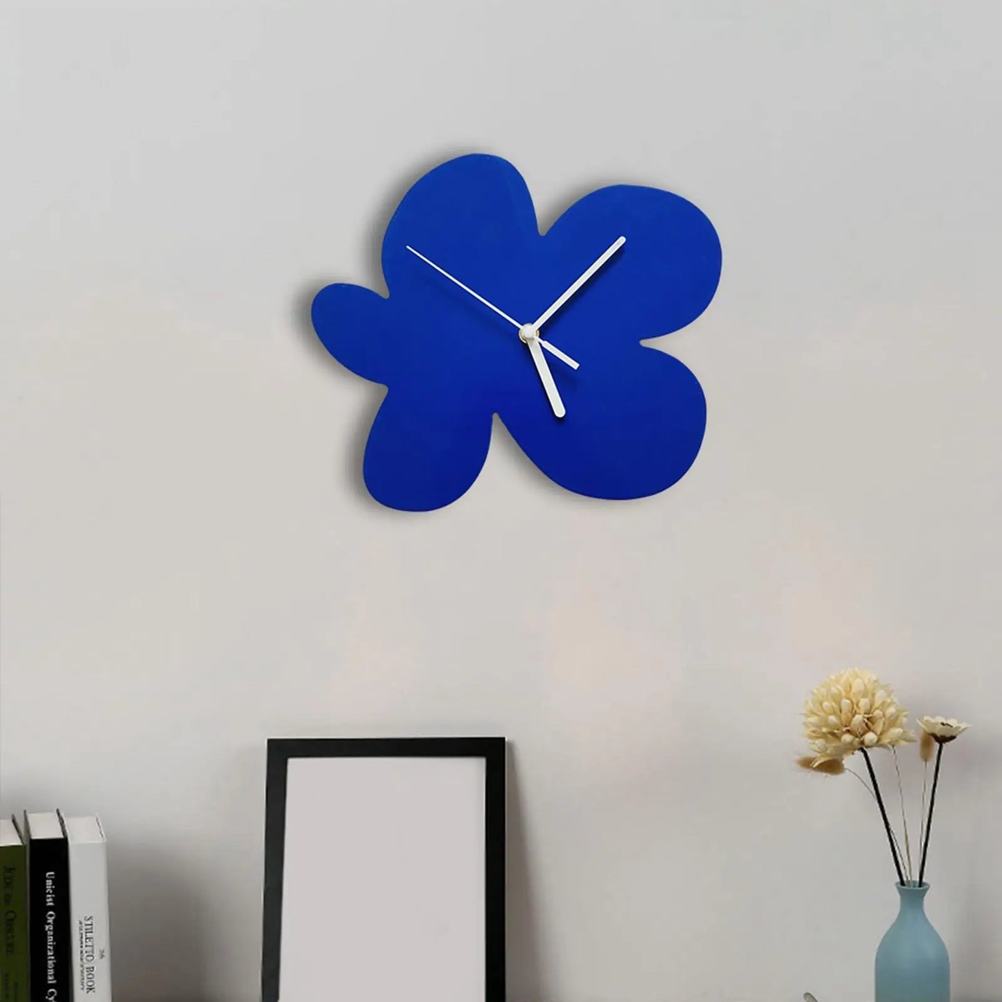 Creative Nordic Wall Clock with Blue Floral Design