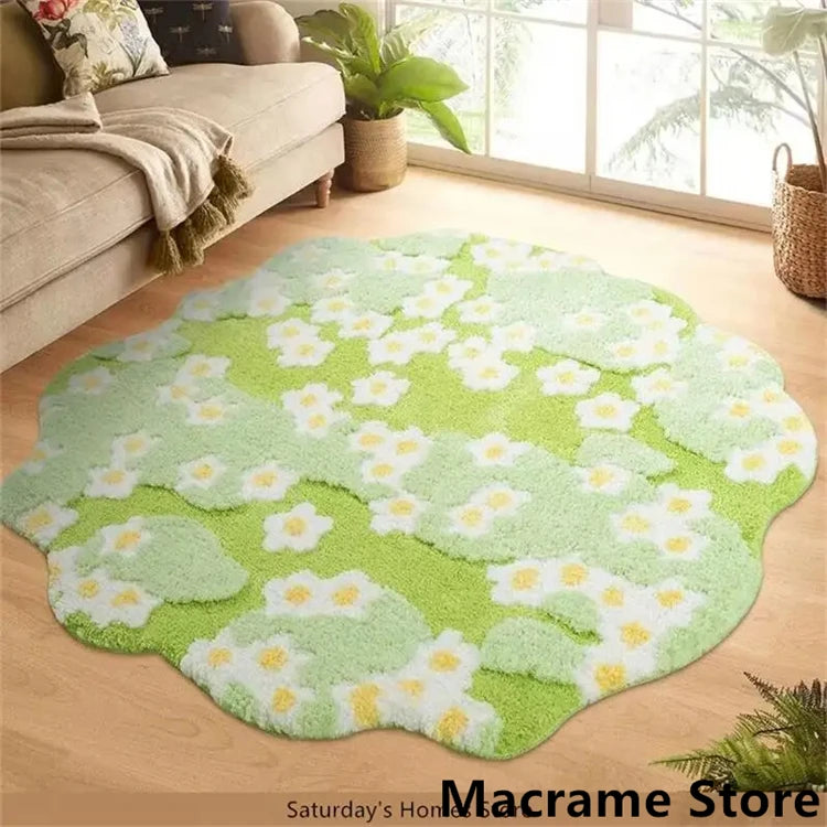 Soft Tufted Floral Door Mat