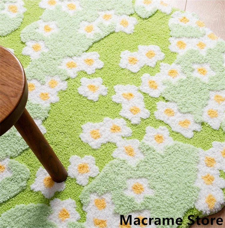 Soft Tufted Floral Door Mat