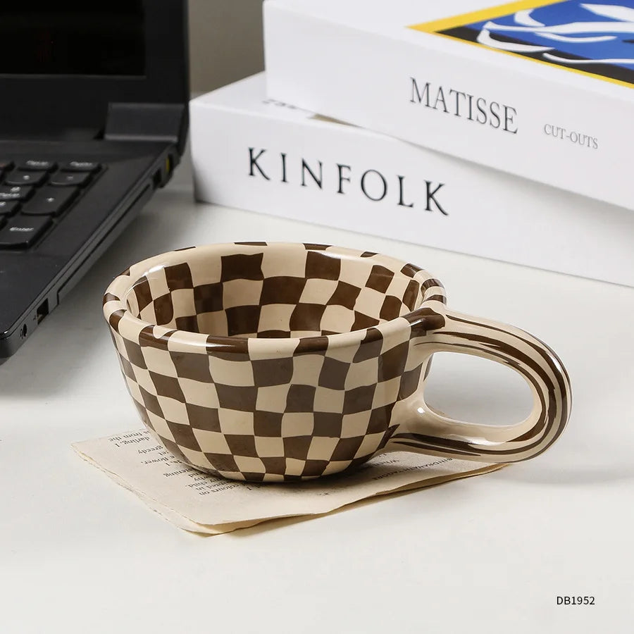 200ml Retro Niche Checkerboard Coffee Mug