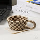 200ml Retro Niche Checkerboard Coffee Mug