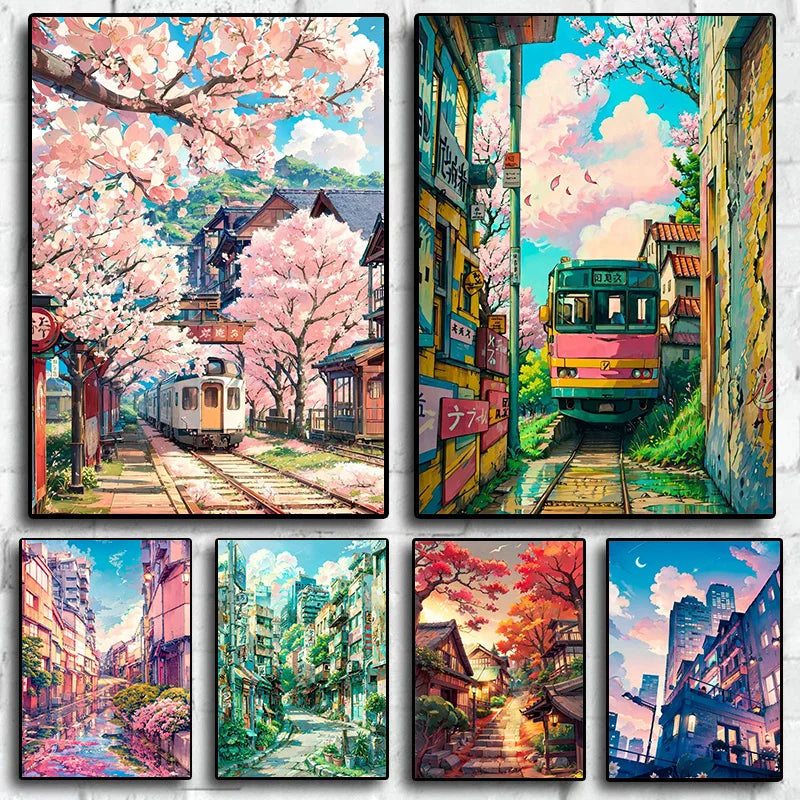 Japanese Street Scenery Canvas for Home Decor