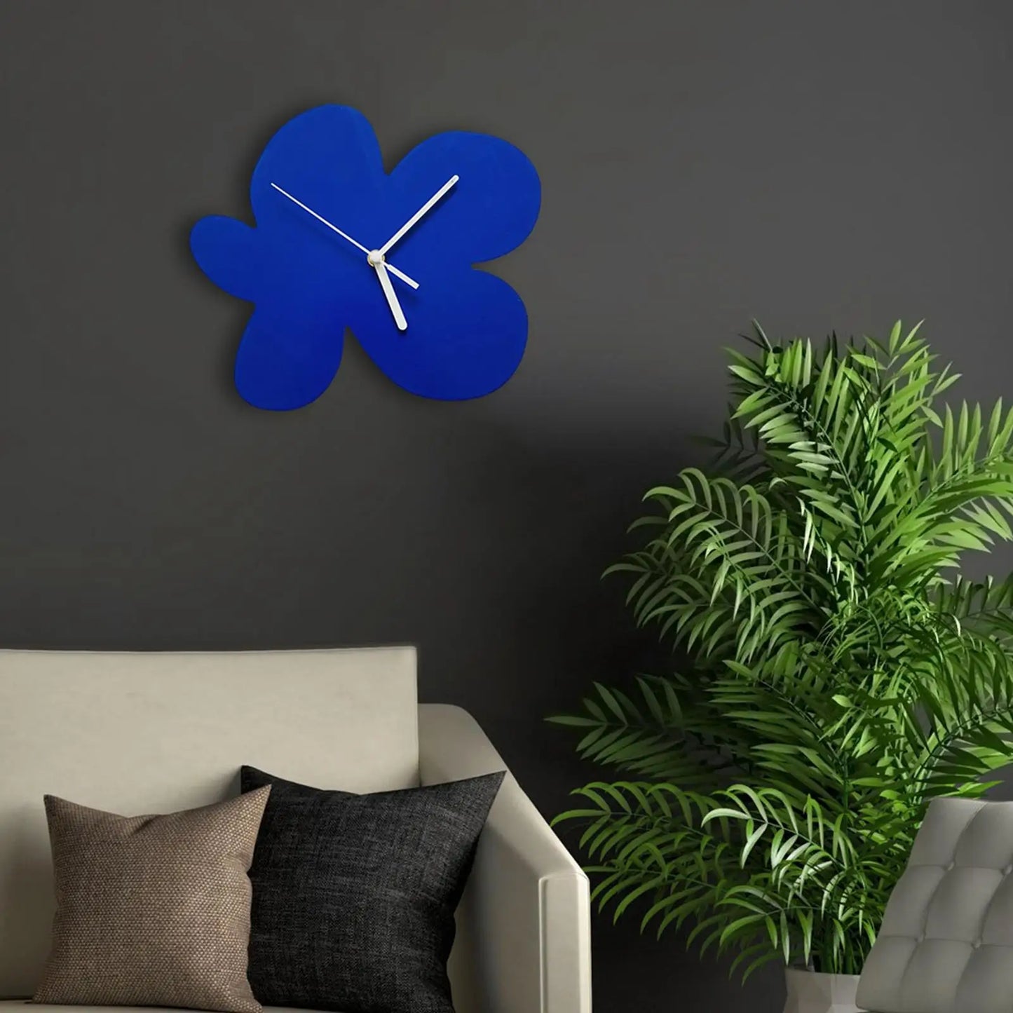 Creative Nordic Wall Clock with Blue Floral Design