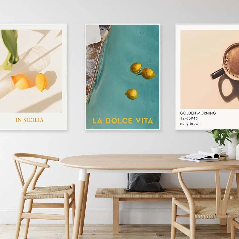 Lemon Orange Coffee Poster for Wall Art Decor