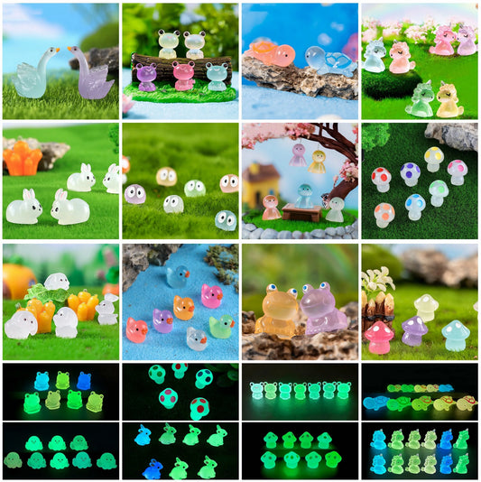 Mini Luminous Animal and Mushroom Figurines for Fairy Gardens