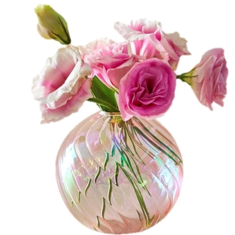 Iridescent Glass Ball Vases for Home Decoration