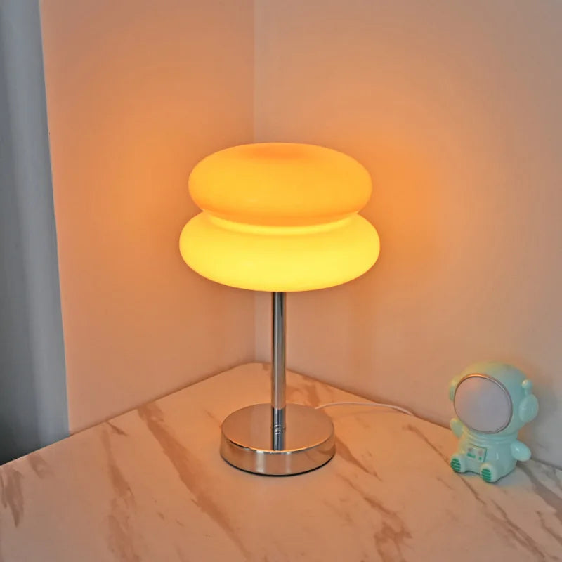 Egg Tart Glass Lamp with LED Tricolored Bulb