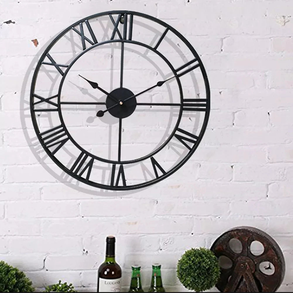 Large 3D Wall Clock with Roman Numerals