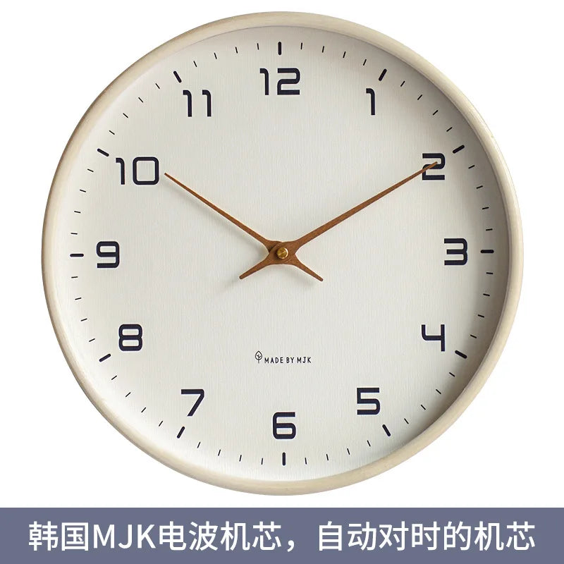 12-Inch Nordic Wooden Wall Clock for Minimalist Homes