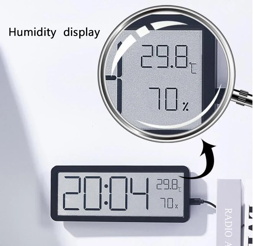 LCD Digital Wall Clock with Battery Power