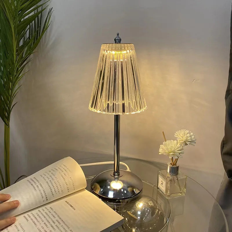 Dimmable USB LED Crystal Table Lamp for Bedroom