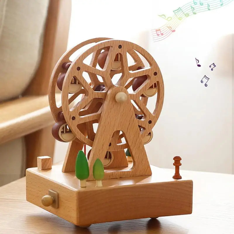 Retro Wind Up Musical Box - Wooden Vintage Gift