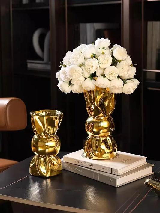 Gold Candy Vase for Luxury Living Room and Dining Room Decor