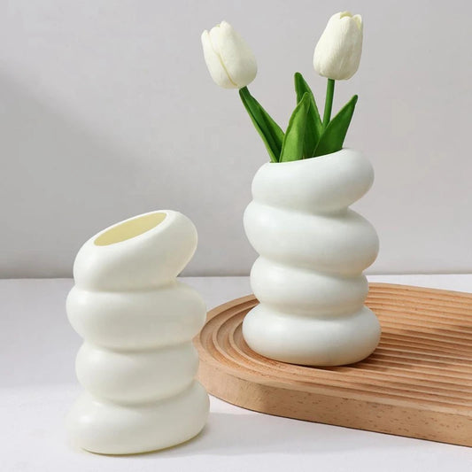 White Spiral Flower Vase for Nordic Style Home Decor